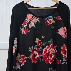 Le Lis Blouse Black Floral Whimsigoth Preppy‎ Fairy Long Sleeve Women's Roses